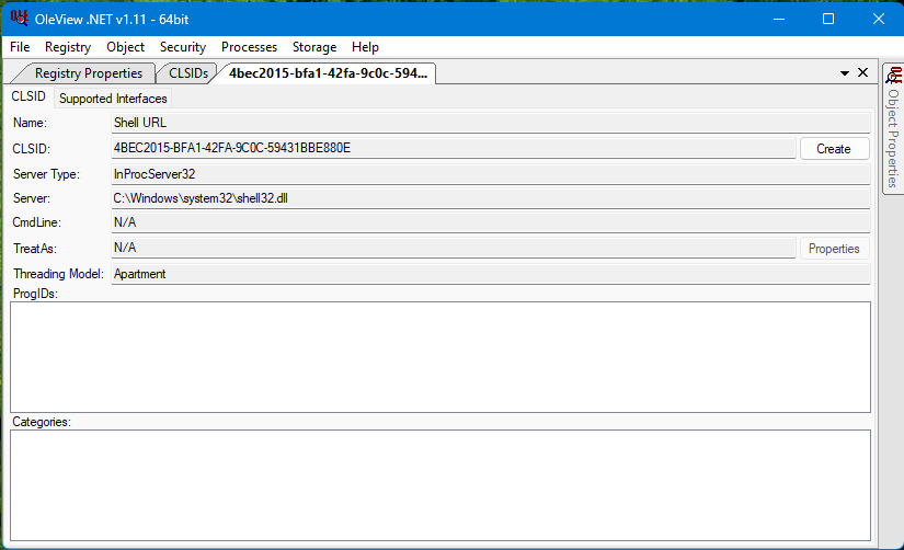Shell URL COM class properties in OleView.NET